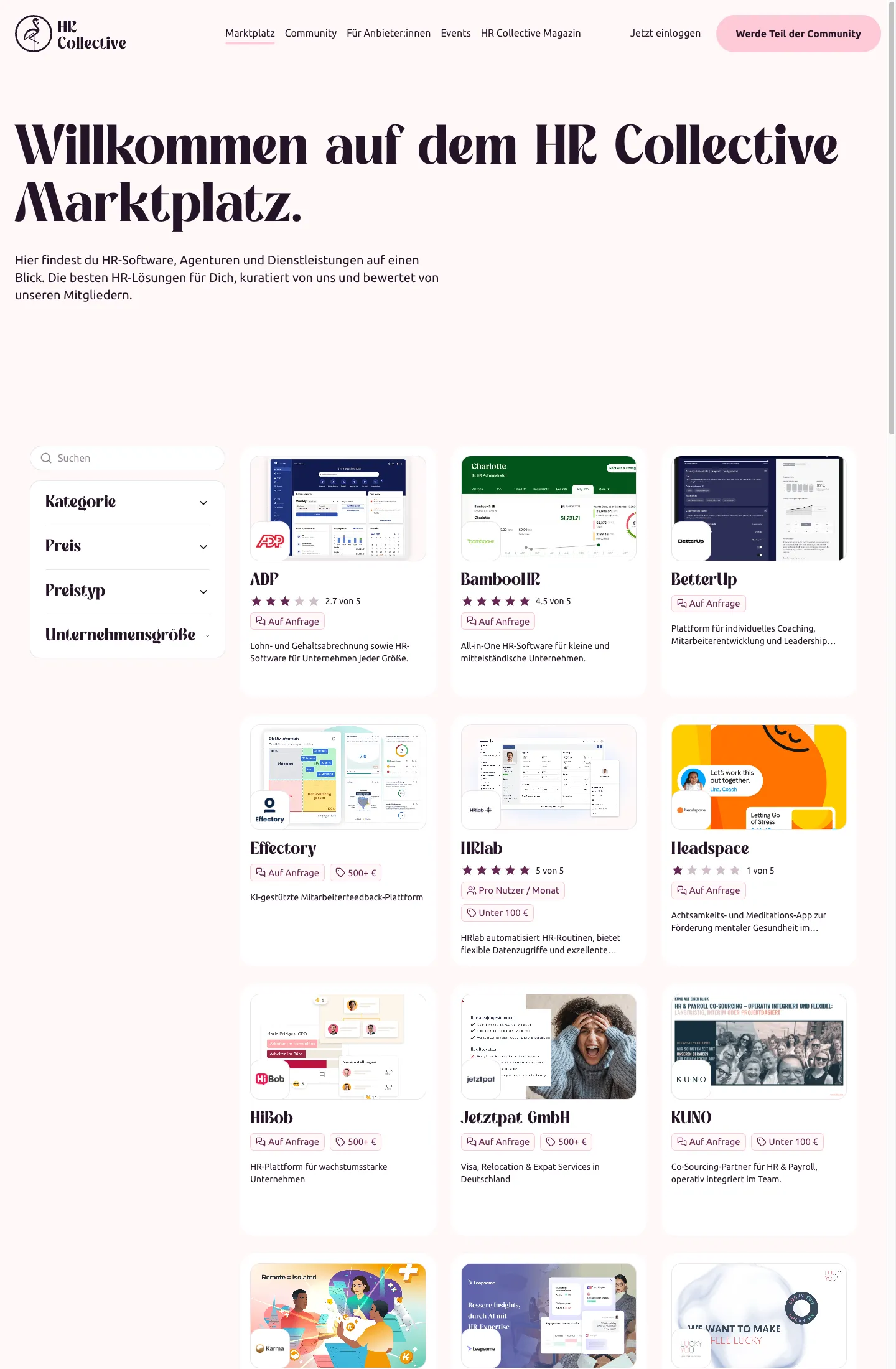 Startseite von hrcollective.ch