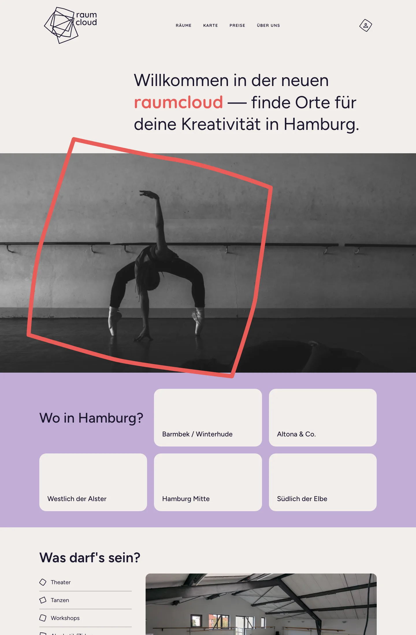 Startseite von raumcloud.com